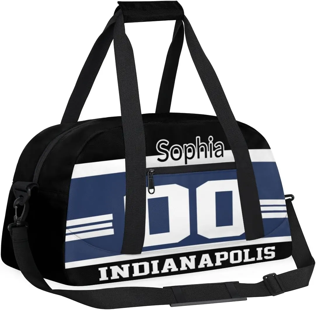 Custom Name American Football Sports Bag, Personalized Rugby Balls Sports Gym Duffel Bag, Travel Weekender Tote Carry-On Training Perform Bag, Indianapolis