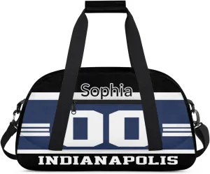 Custom Name American Football Sports Bag, Personalized Rugby Balls Sports Gym Duffel Bag, Travel Weekender Tote Carry-On Training Perform Bag, Indianapolis