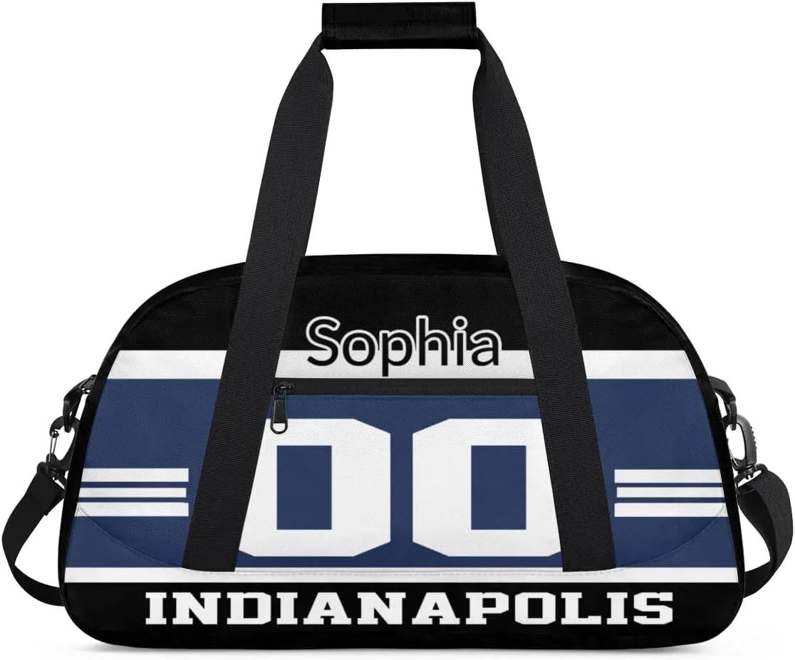 Custom Name American Football Sports Bag, Personalized Rugby Balls Sports Gym Duffel Bag, Travel Weekender Tote Carry-On Training Perform Bag, Indianapolis