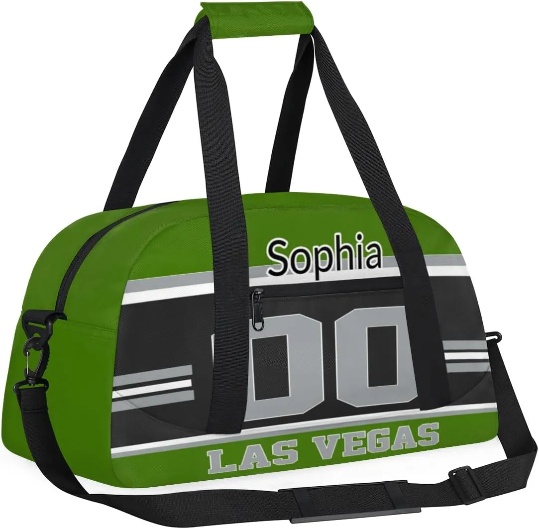 Custom Name American Football Sports Bag, Personalized Rugby Balls Sports Gym Duffel Bag, Travel Weekender Tote Carry-On Training Perform Bag, Las Vegas