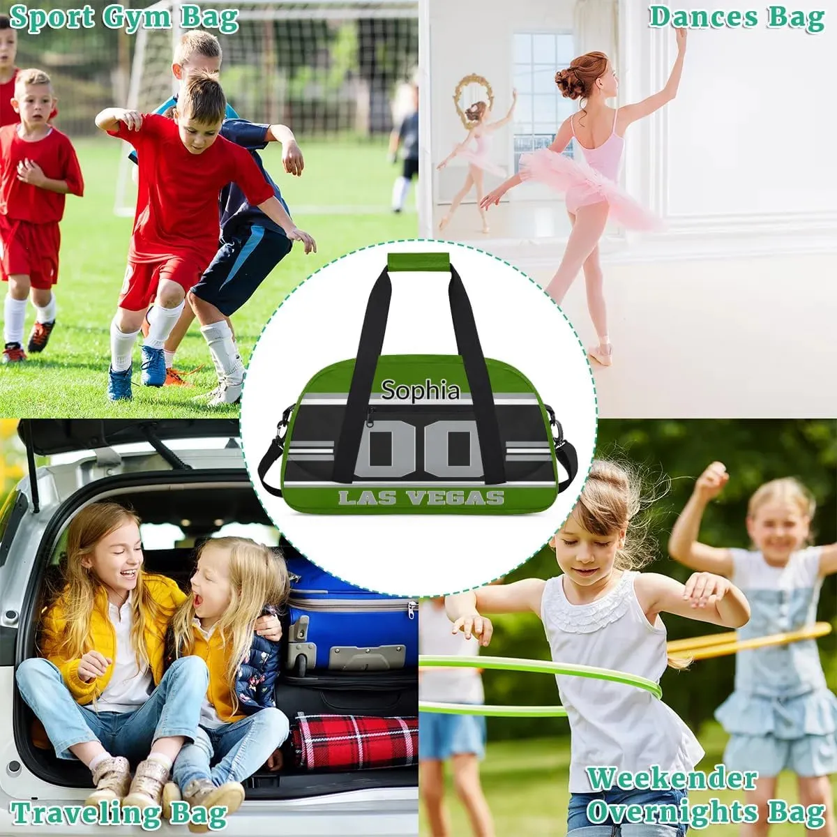 Custom Name American Football Sports Bag, Personalized Rugby Balls Sports Gym Duffel Bag, Travel Weekender Tote Carry-On Training Perform Bag, Las Vegas