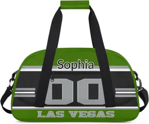 Custom Name American Football Sports Bag, Personalized Rugby Balls Sports Gym Duffel Bag, Travel Weekender Tote Carry-On Training Perform Bag, Las Vegas