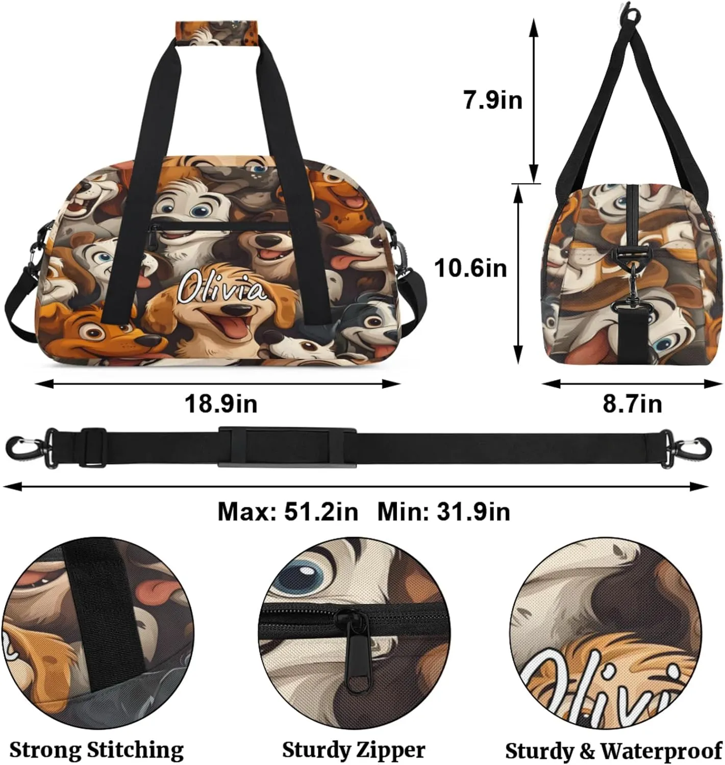 Custom Sports Gym Bag Personalized Name Travel Duffel Bag