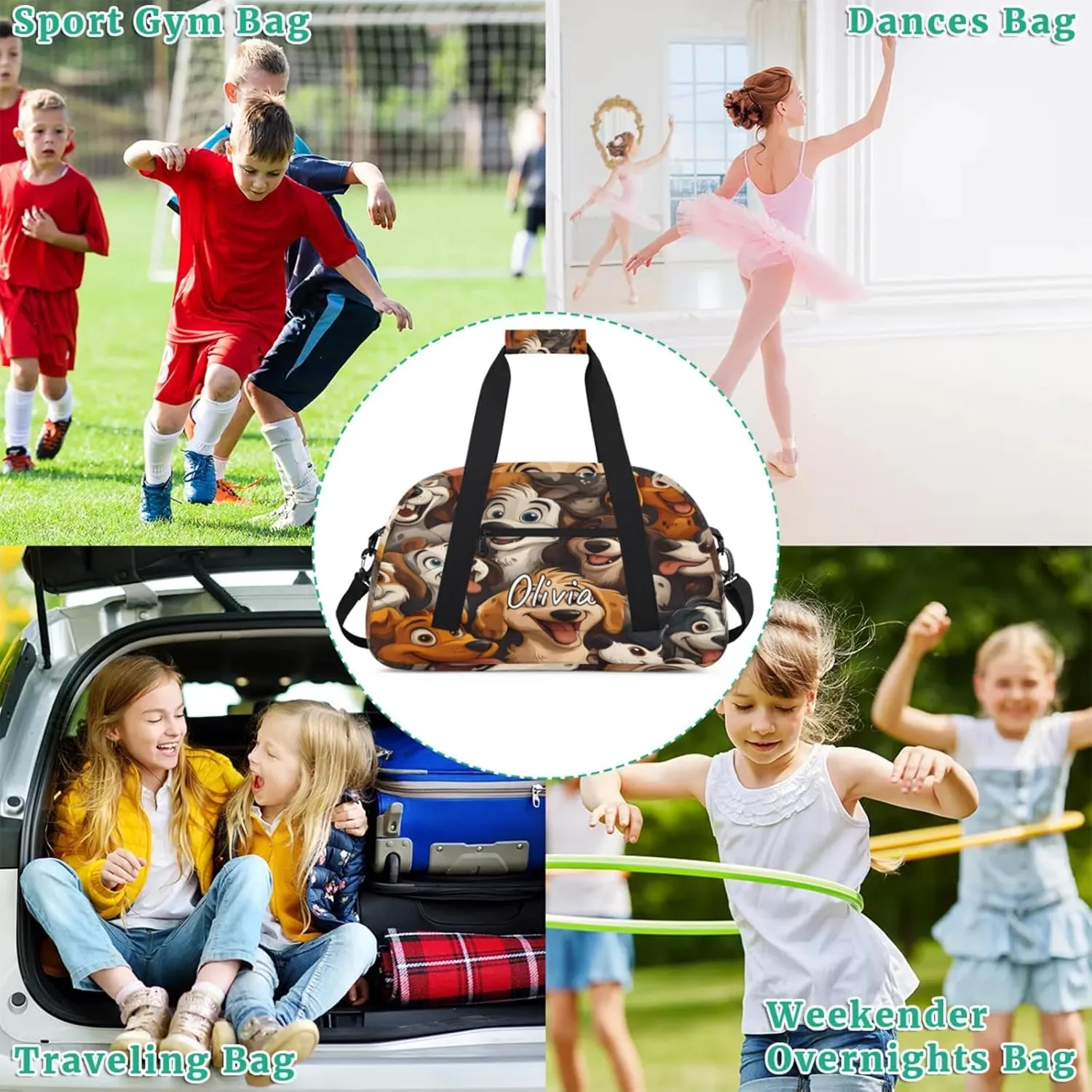 Custom Sports Gym Bag Personalized Name Travel Duffel Bag