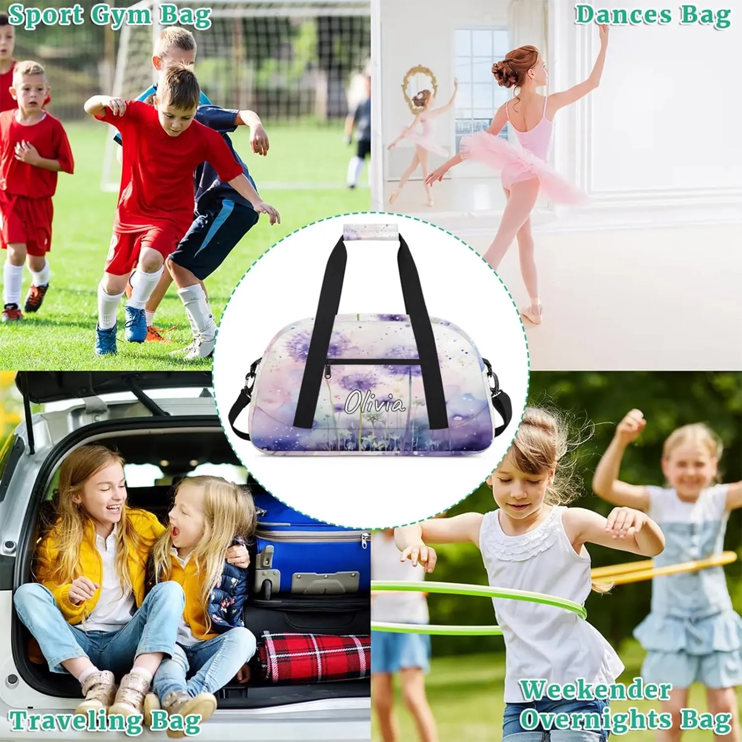 Custom Sports Gym Bag Personalized Name Travel Duffel Bag