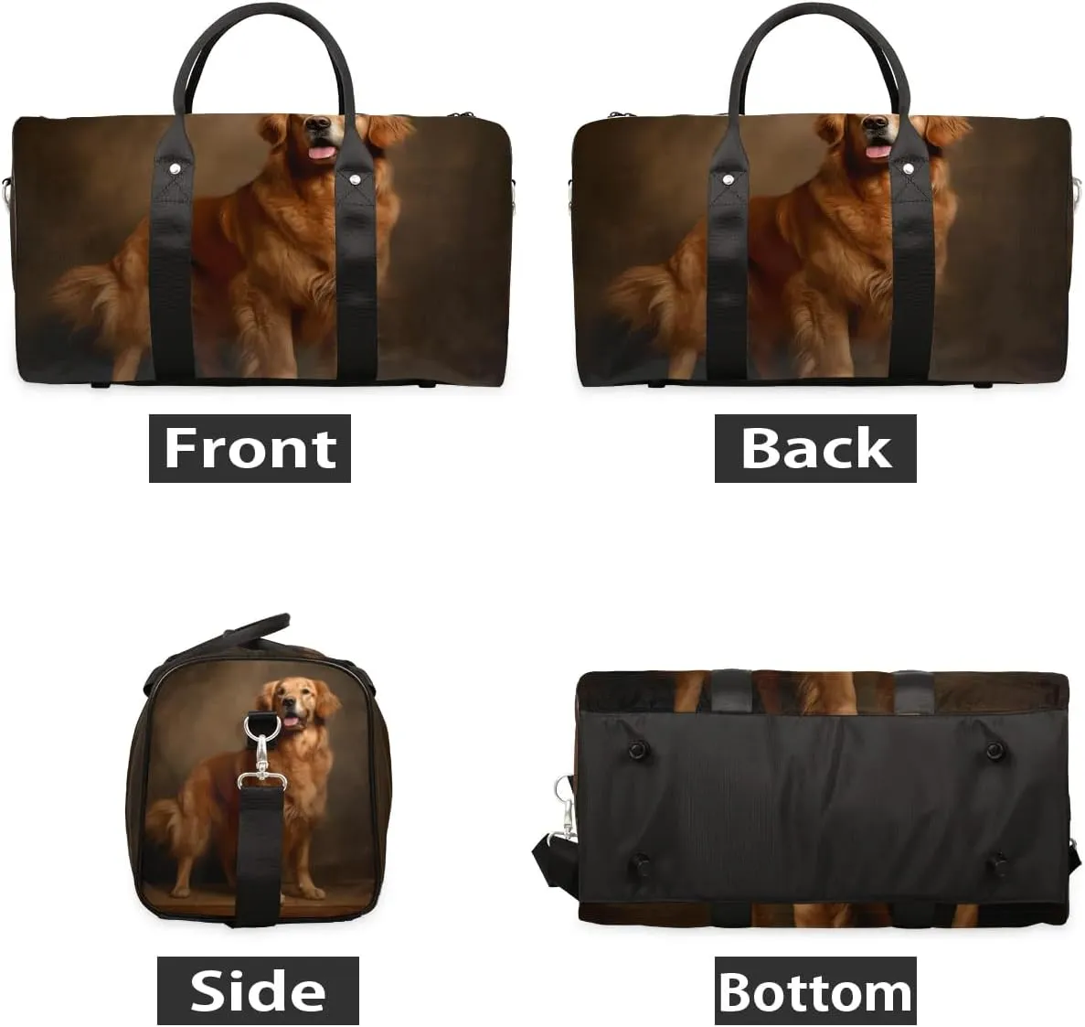 Cute Animal Dog Puppy Travel Duffel Bag for Women Men Waterproof Foldable Overnight Weekender Bag Large Capacity Sports Gym Bag