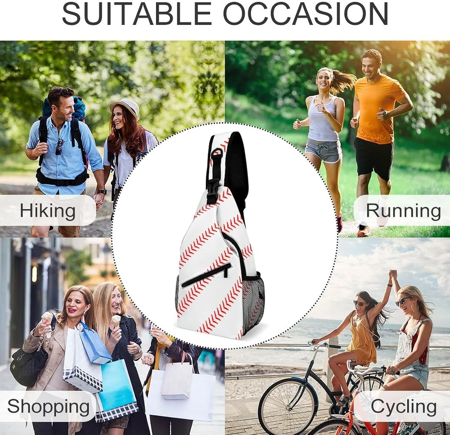 Cute Baseball A Spacious And Large Capacity Portable Adjustable Chest Bag
