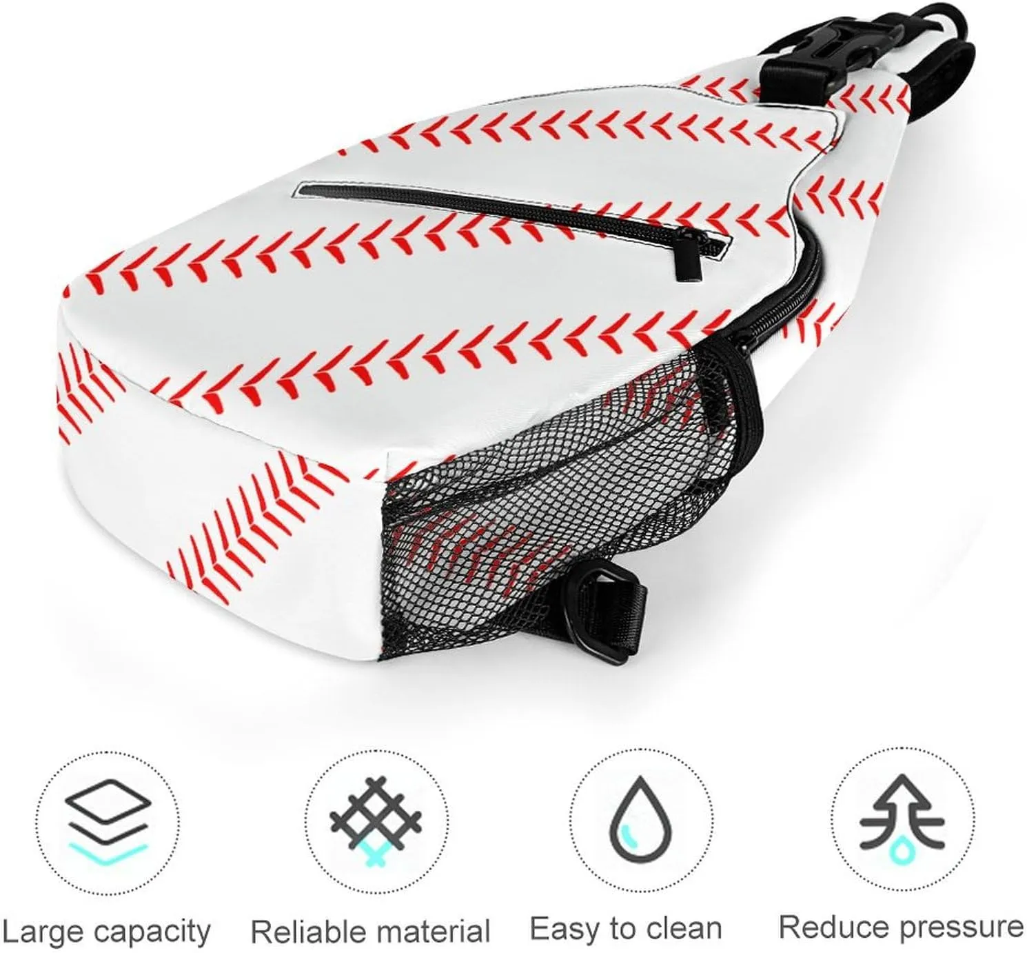 Cute Baseball A Spacious And Large Capacity Portable Adjustable Chest Bag