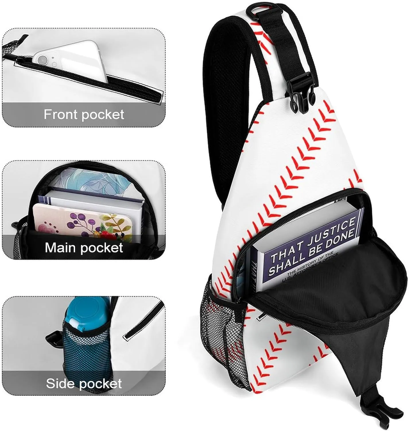 Cute Baseball A Spacious And Large Capacity Portable Adjustable Chest Bag
