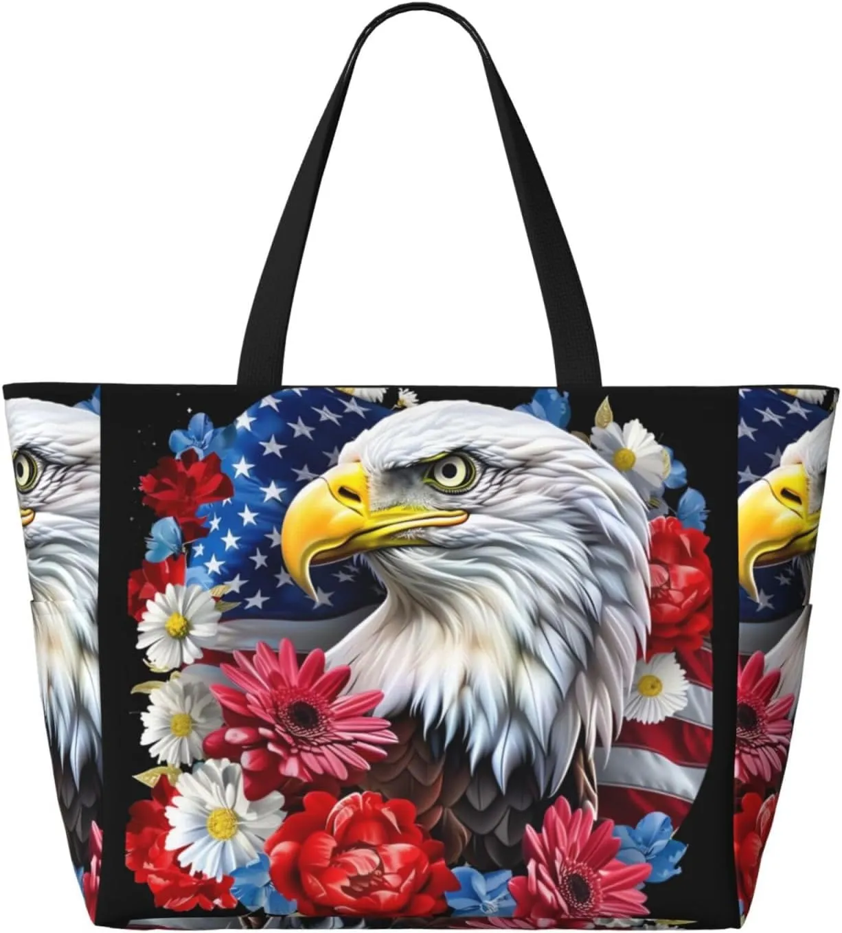 Cute Beach Tote Pool Bags for Women-Large Gym Grocery Tote Travel Towel Bag Reusable Handbags,7 Pockets, Zipper