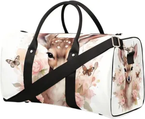 Cute Deer Travel Duffel Bag for Women Men Waterproof Foldable Overnight Weekender Bag Large Capacity Sports Gym Bag