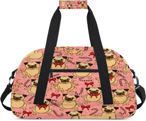 Cute Dog Gym Duffel Bag for Men Women Polka Dots Sports Tote Bag with Adjustable Shoulder Strap for Dance Gymnastics Traveling Outdoor Camping Overnight Stay