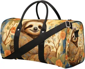 Cute Sloth Print Travel Duffel Bag for Women Men Waterproof Foldable Overnight Weekender Bag Large Capacity Sports Gym Bag