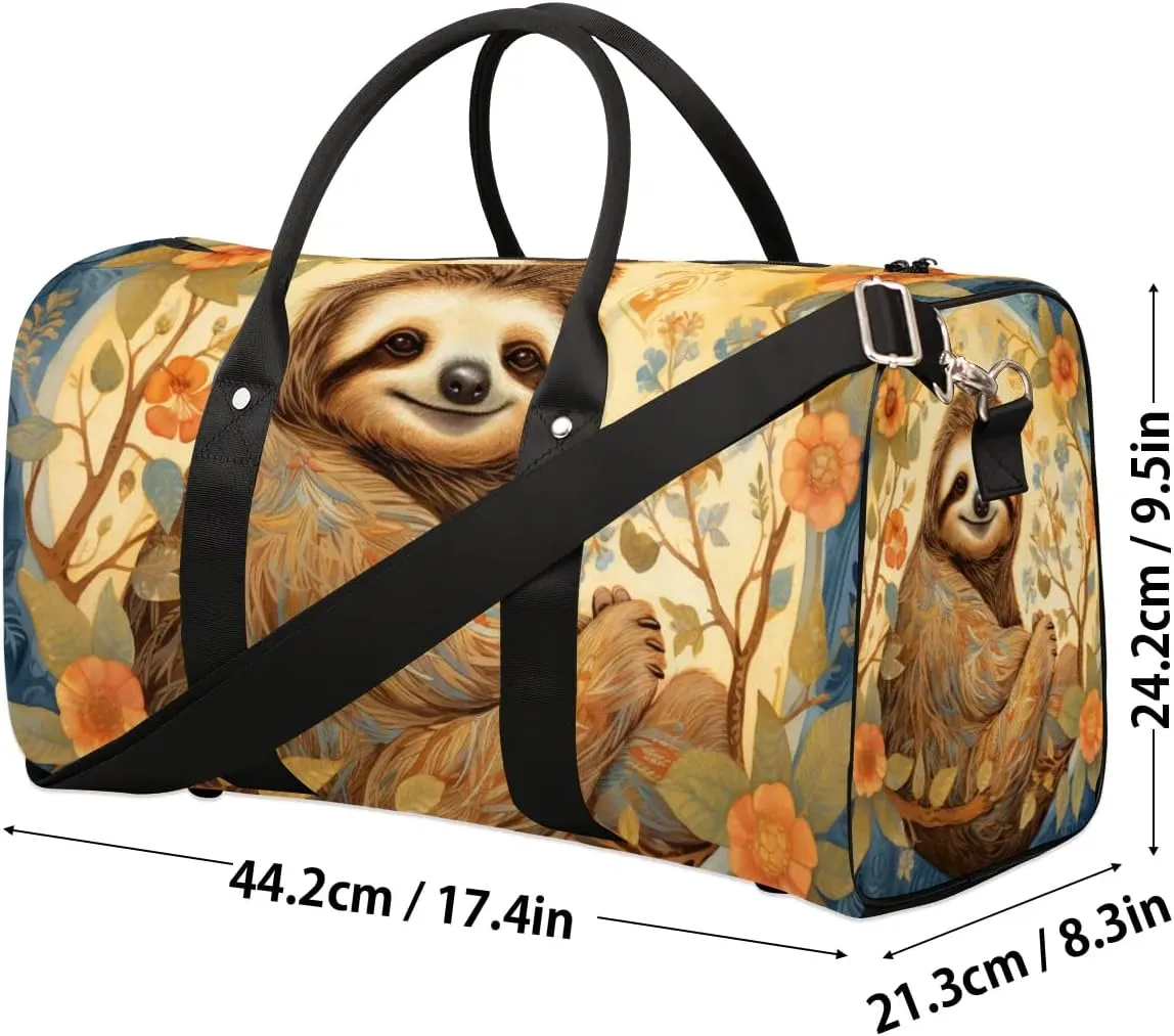 Cute Sloth Print Travel Duffel Bag for Women Men Waterproof Foldable Overnight Weekender Bag Large Capacity Sports Gym Bag