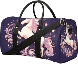 Cute Unicorn Travel Duffel Bag for Women Men Waterproof Foldable Overnight Weekender Bag Large Capacity Sports Gym Bag