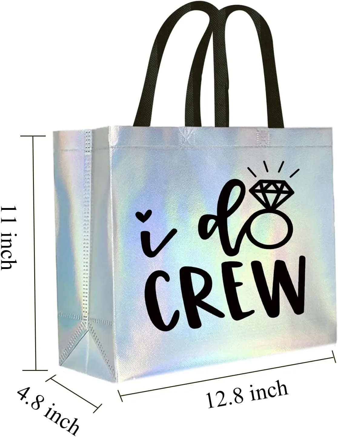 CUTERUI GIFTED 8 Pieces Iridescent I Do Crew and Bride Non-Woven Gift Bags for Bridesmaid, Bridal Party, Bachelorette Favors, Wedding Party Gifts