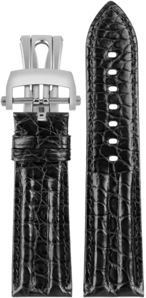 CZKE 23mm Crocodile Watch Strap Watchband for Blancpain 5000 5015 Fathoms Watch Black Blue Soft Strap Folding Buckle (Color : Black-Folding, Size : 23mm)