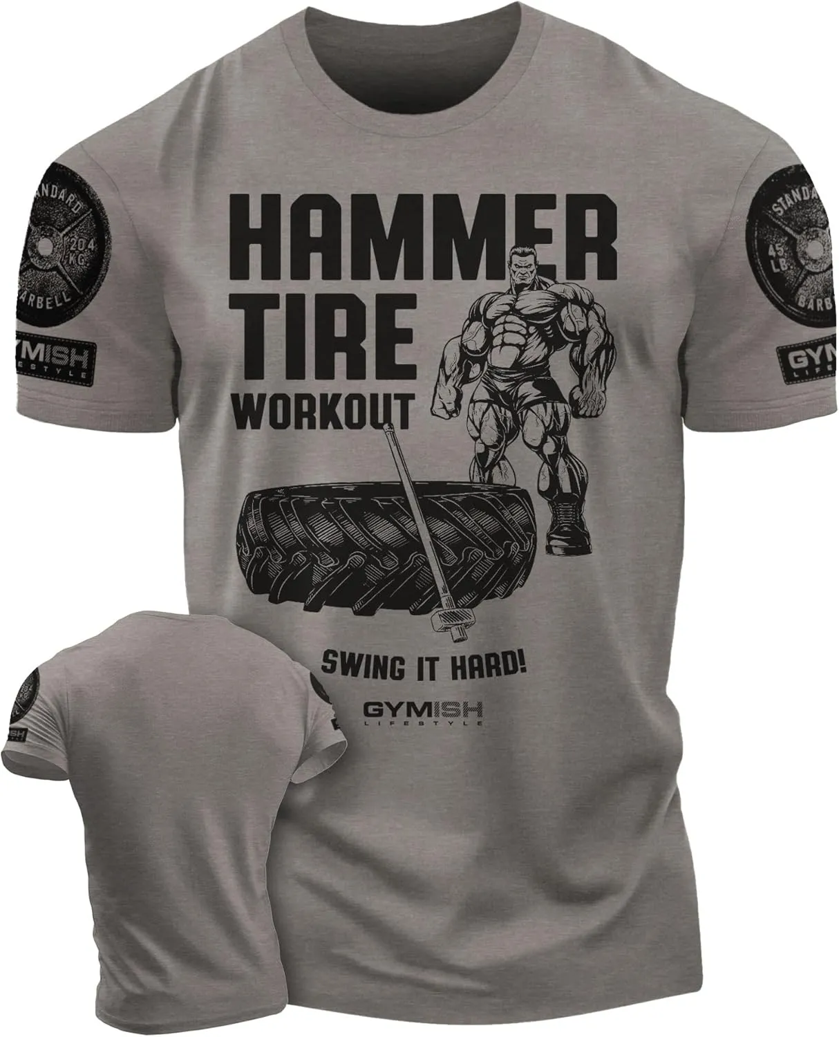 D R DETROIT REBELS Hammer Tire Workout Gym Shirt, Motivational Gym T-Shirt for Men