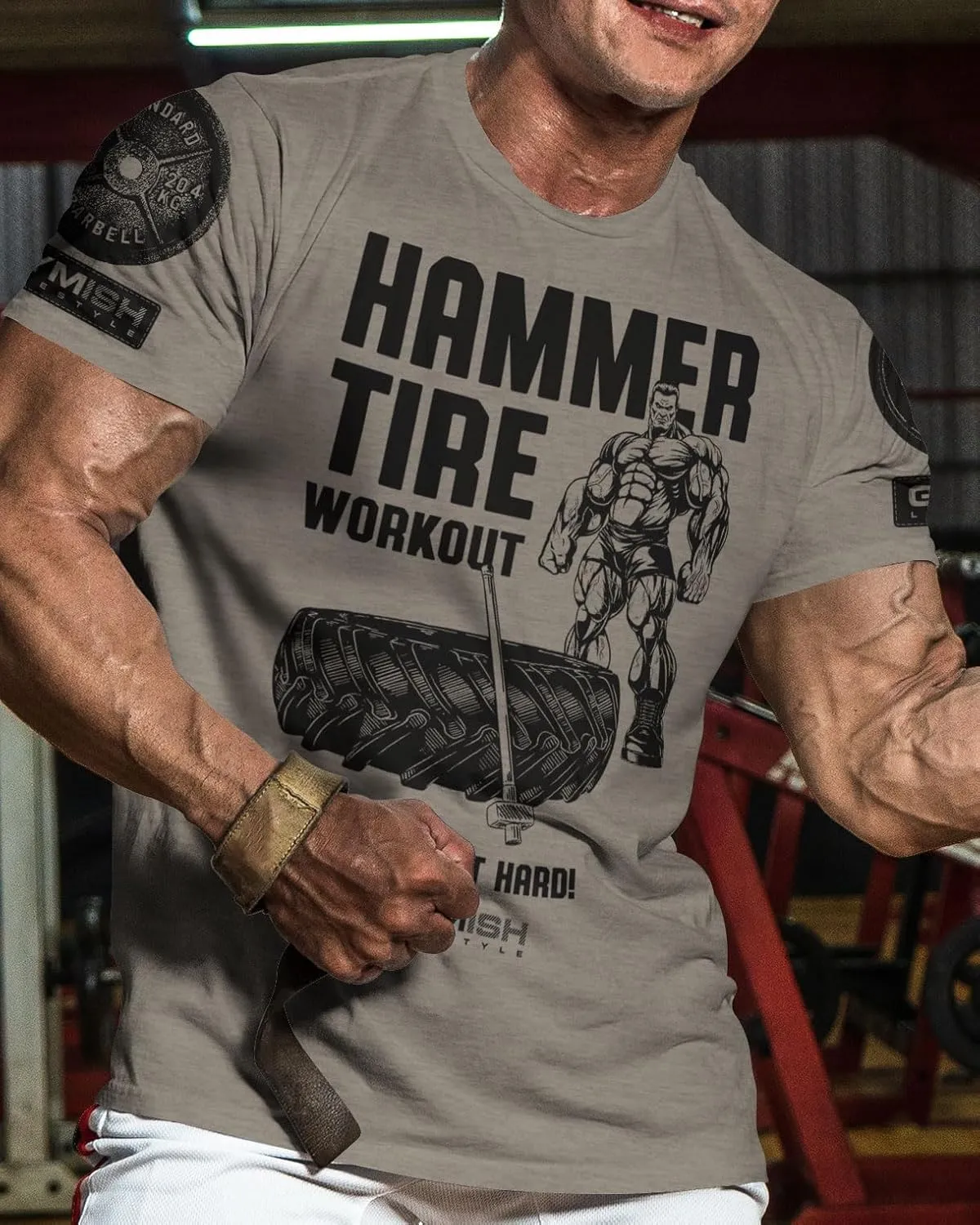 D R DETROIT REBELS Hammer Tire Workout Gym Shirt, Motivational Gym T-Shirt for Men