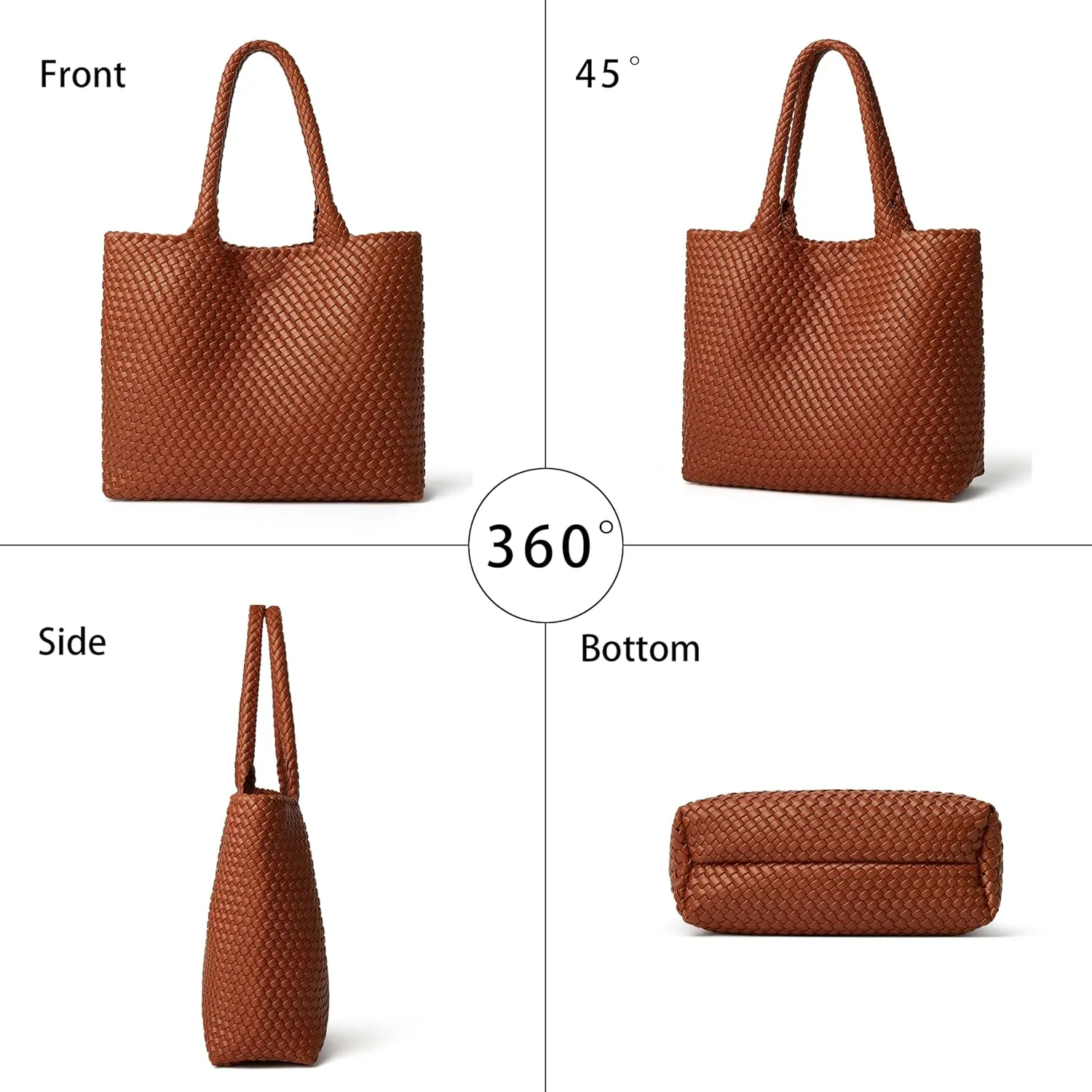 DAILANDO Fashion Woven Tote Bag For Women Soft Hobo Weave Shoulder Purse With Insert Organizer