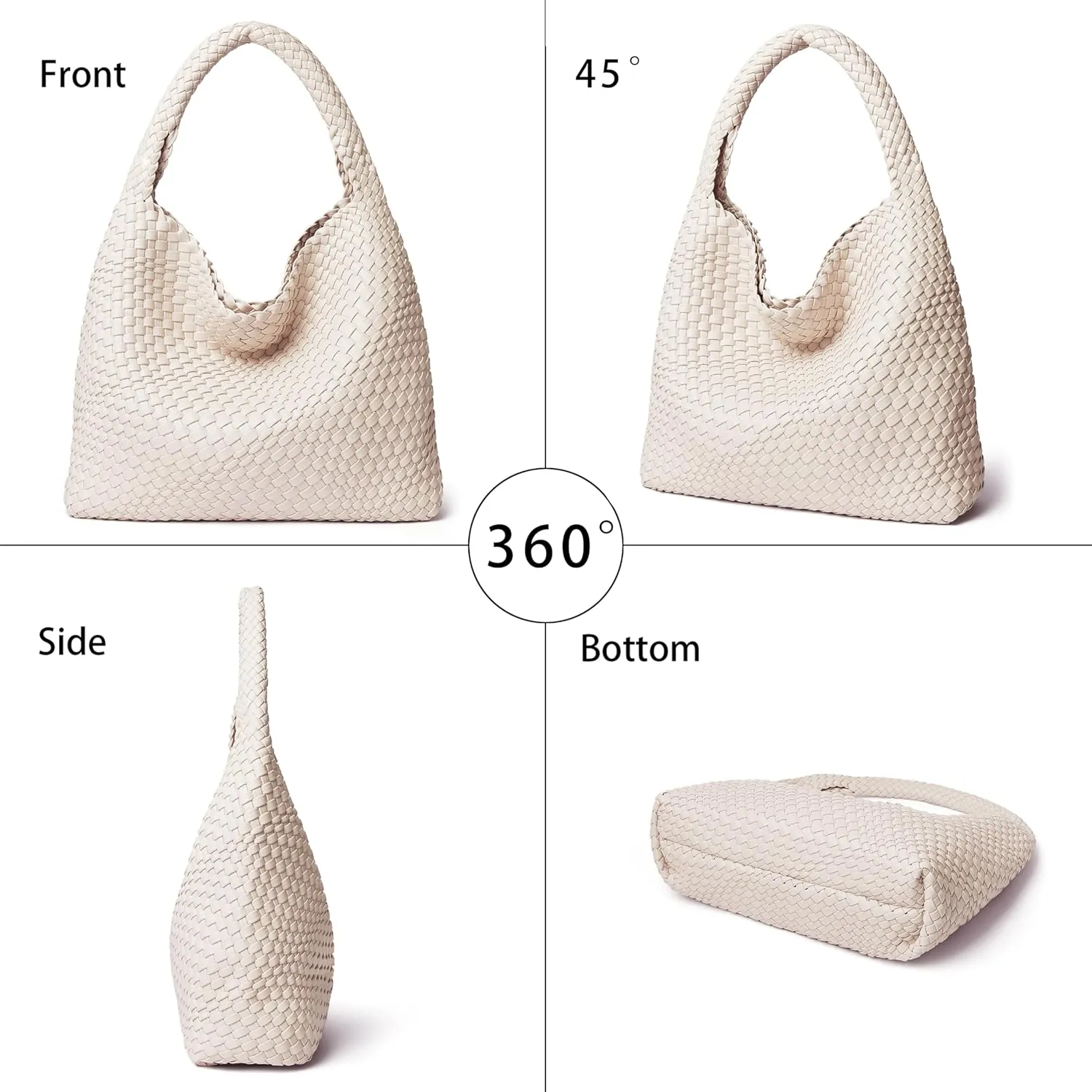 DAILANDO Fashion Woven Tote Bag For Women Soft Hobo Weave Shoulder Purse With Insert Organizer