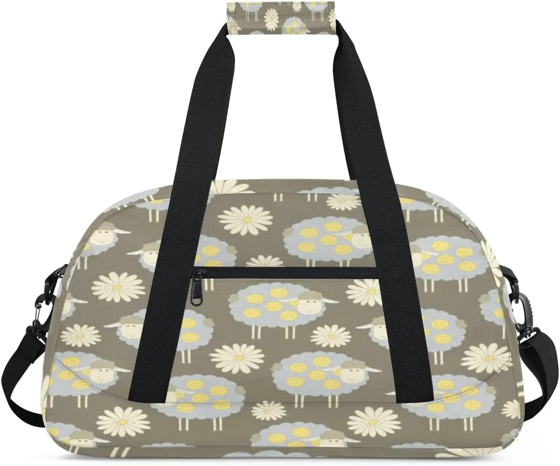 Daisy Gym Duffel Bag for Men Women Cartoon Sheep Sports Tote Bag with Adjustable Shoulder Strap for Dance Gymnastics Traveling Outdoor Camping Overnight Stay