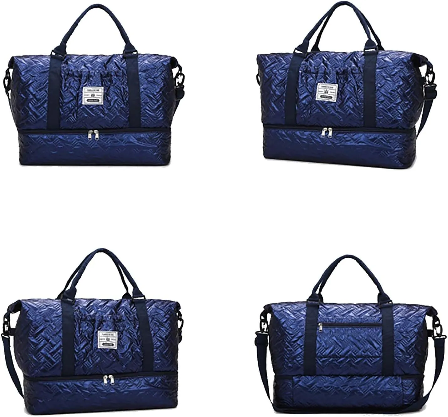 Dark Blue Portable Travel Bag with Dry and Wet Separation, Sports Fitness Shoulder Bag with Shoe Compartment and Lightweight Single Strap Storage Pouch