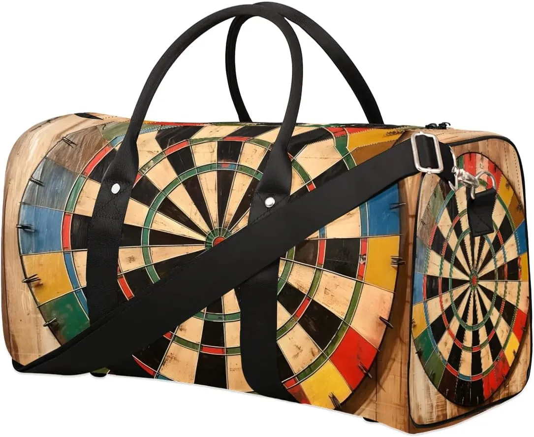 Dart Board Pattern Travel Duffel Bag for Women Men Waterproof Foldable Overnight Weekender Bag Large Capacity Sports Gym Bag