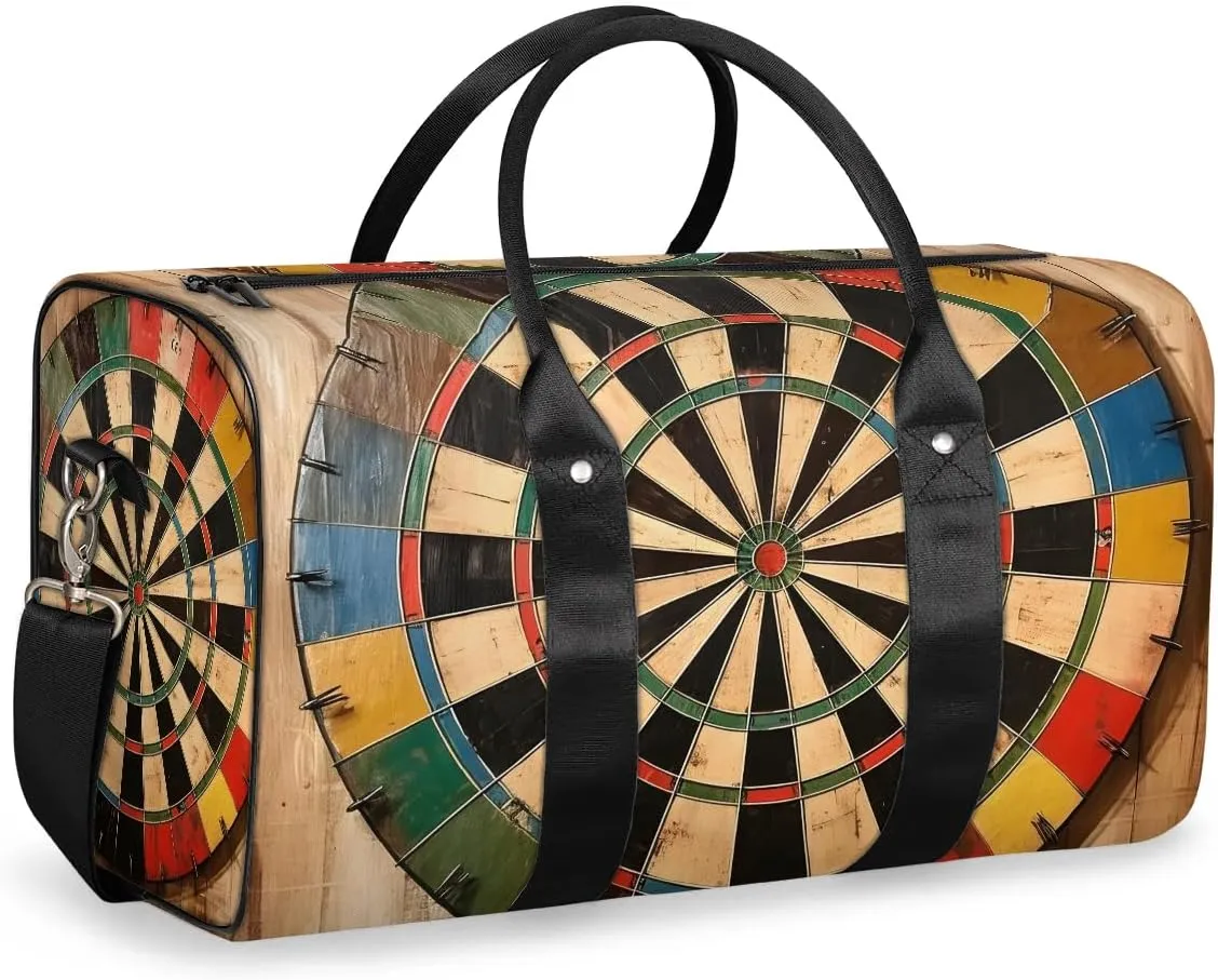 Dart Board Pattern Travel Duffel Bag for Women Men Waterproof Foldable Overnight Weekender Bag Large Capacity Sports Gym Bag