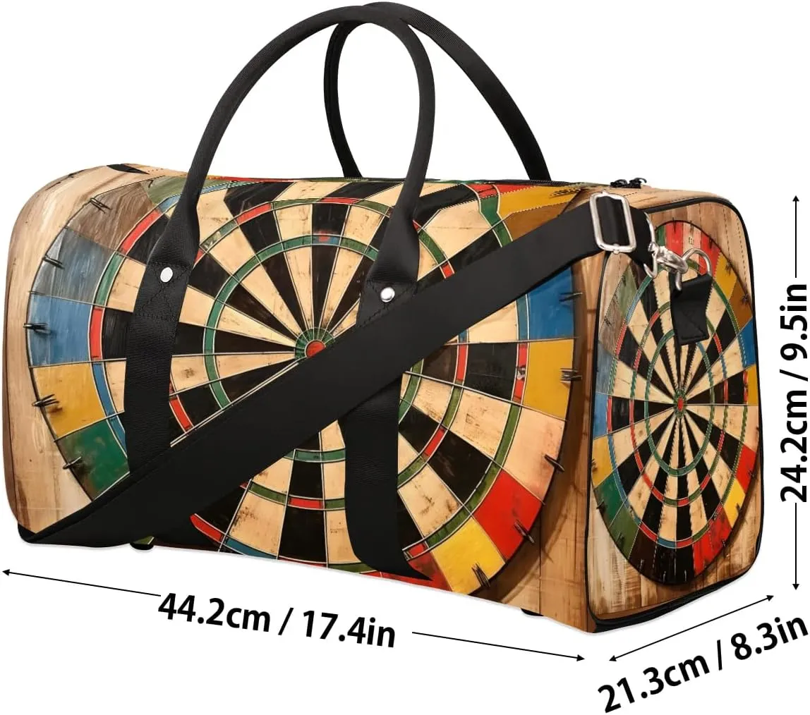 Dart Board Pattern Travel Duffel Bag for Women Men Waterproof Foldable Overnight Weekender Bag Large Capacity Sports Gym Bag