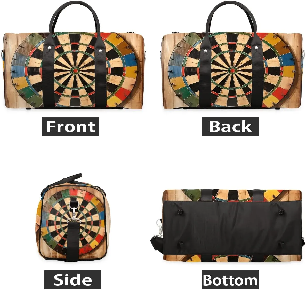 Dart Board Pattern Travel Duffel Bag for Women Men Waterproof Foldable Overnight Weekender Bag Large Capacity Sports Gym Bag