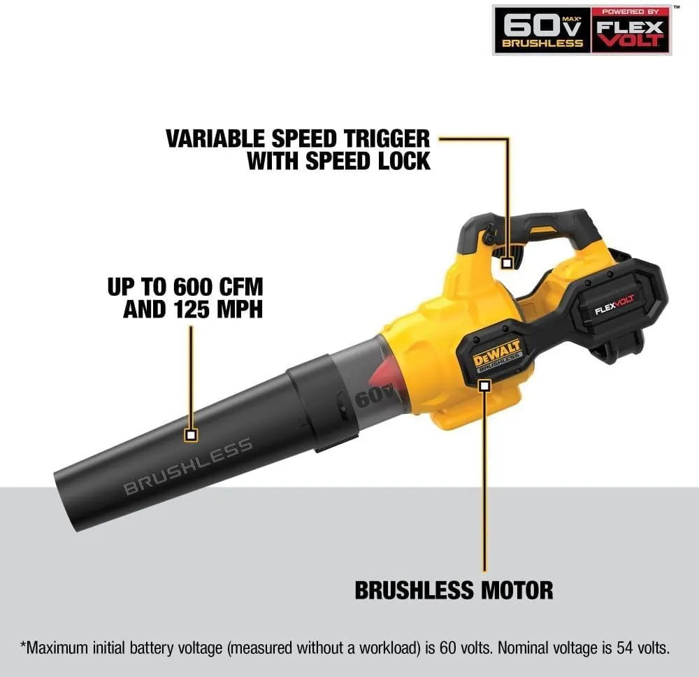 DEWALT FLEXVOLT 60V MAX* Blower, 125 MPH, 600 CFM (DCBL772X1)