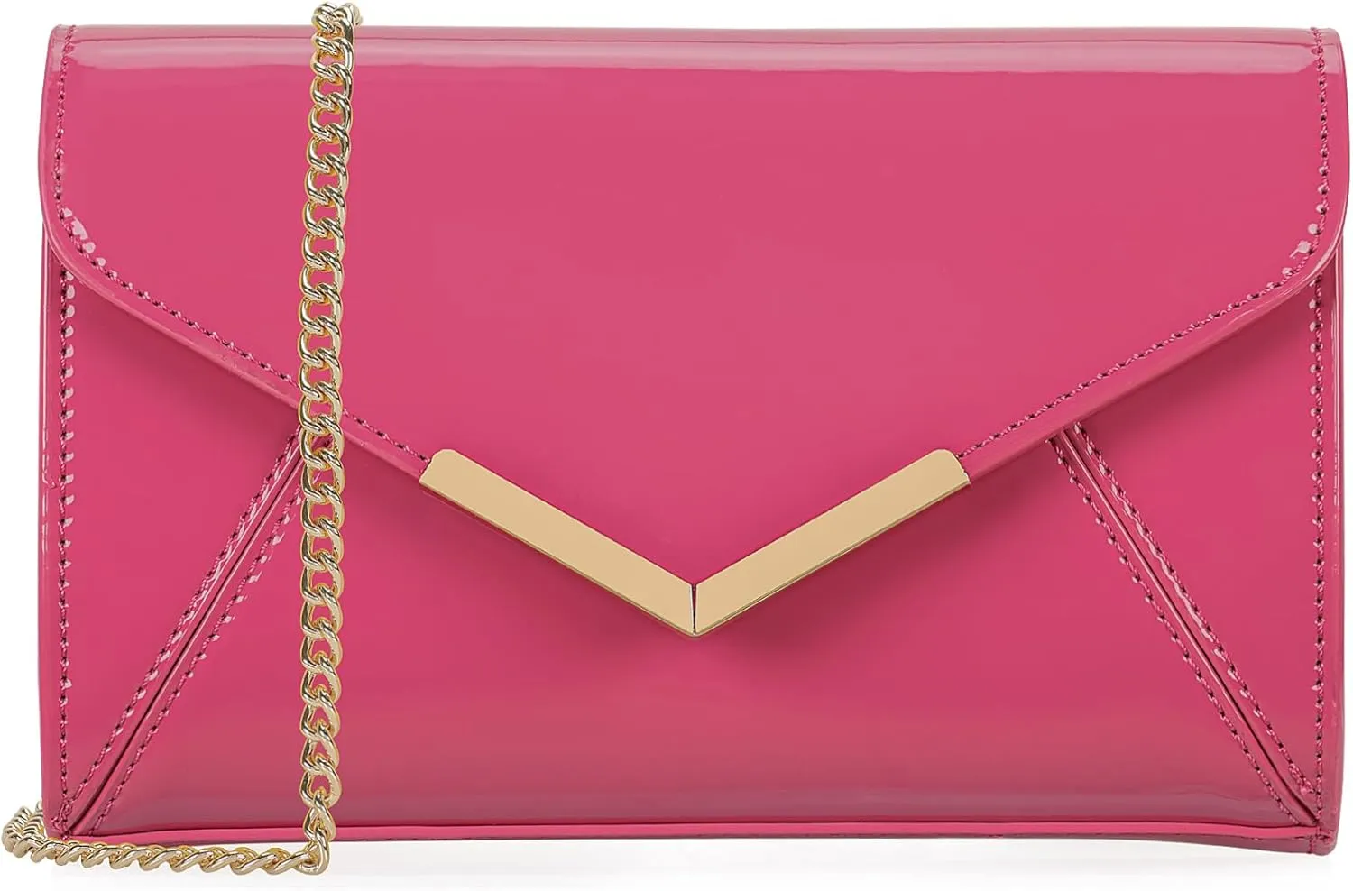 DEXMAY Women Envelope Evening Clutch Handbag Faux Patent Leather Foldover Clutch Bag Formal Purse
