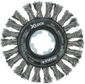 Diablo X - LOCK Stainless Steel Full Cable Twist Wheel - 4" Diameter, .20" Wire Gauge, 12500 Max RPM - DWW400XFCS01F