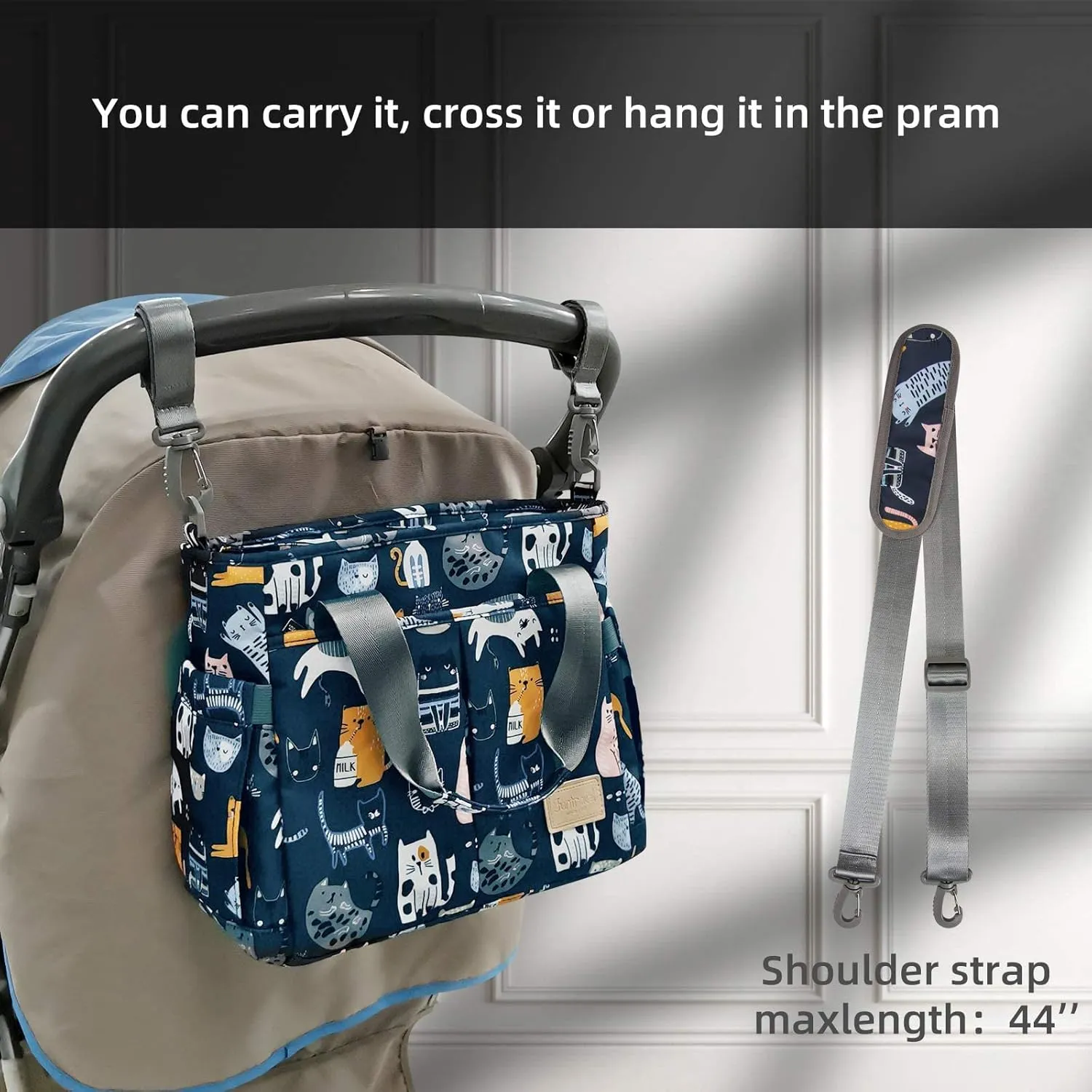 Diaper Bag Tote Satchel Waterproof Messenger Diaper Bags for Mom and Dad Multifunction Large Travel Tote Bags (Cat Paradise)