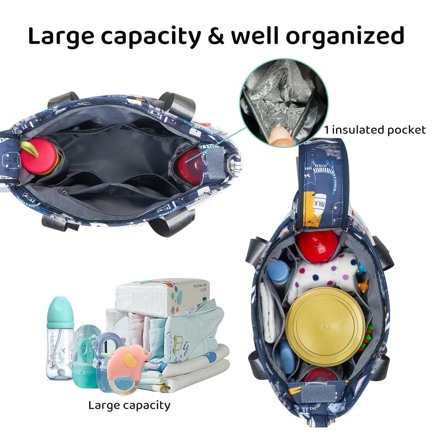 Diaper Bag Tote Satchel Waterproof Messenger Diaper Bags for Mom and Dad Multifunction Large Travel Tote Bags (Cat Paradise)