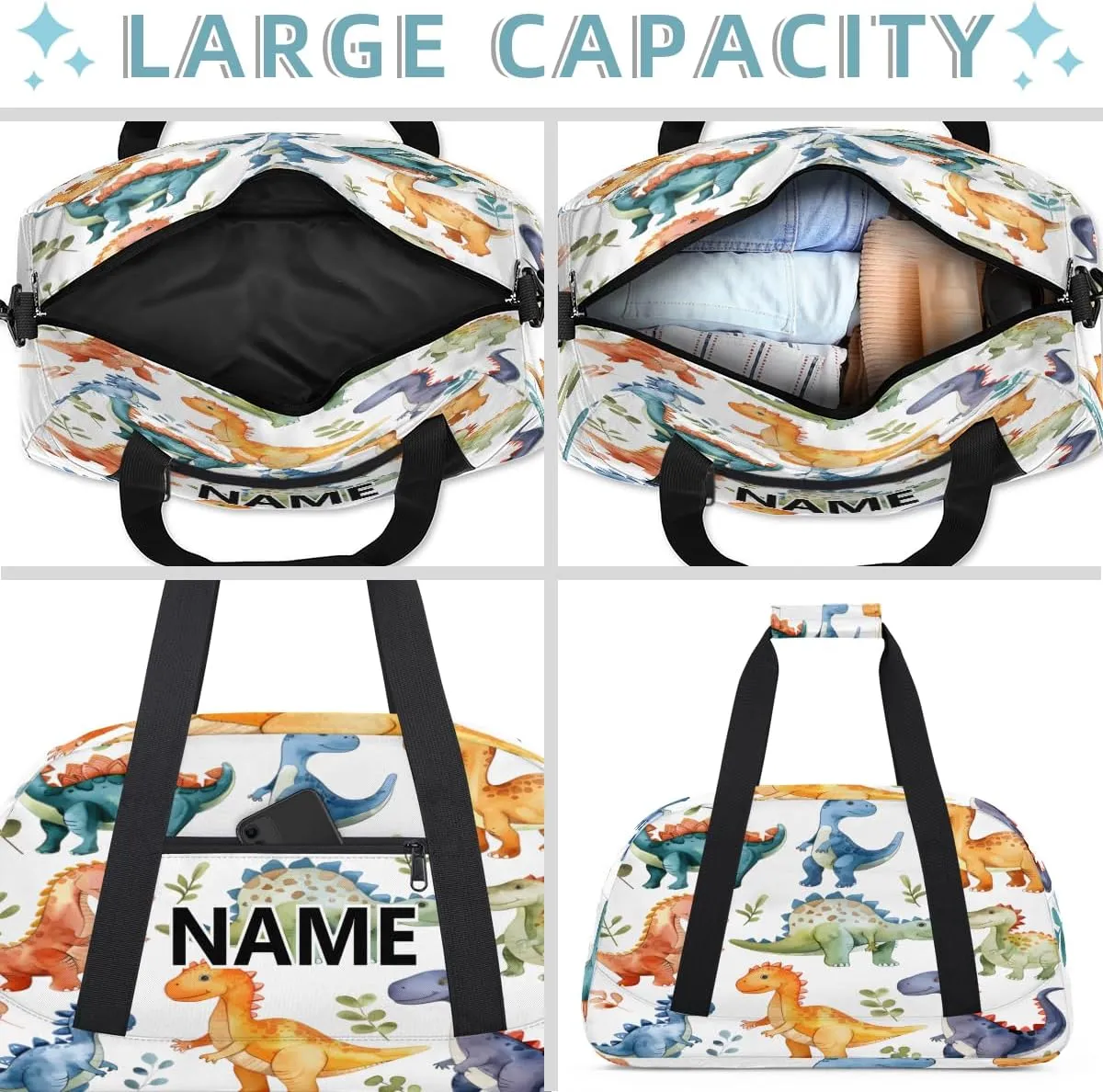 Dinosaur Mini Gym Bag 18 inch for Women Men Waterproof Custom Colorful Dinosaurs Travel Duffel Bag Carry On Overnight Tote Nurse Bag for Work Fitness Hiking