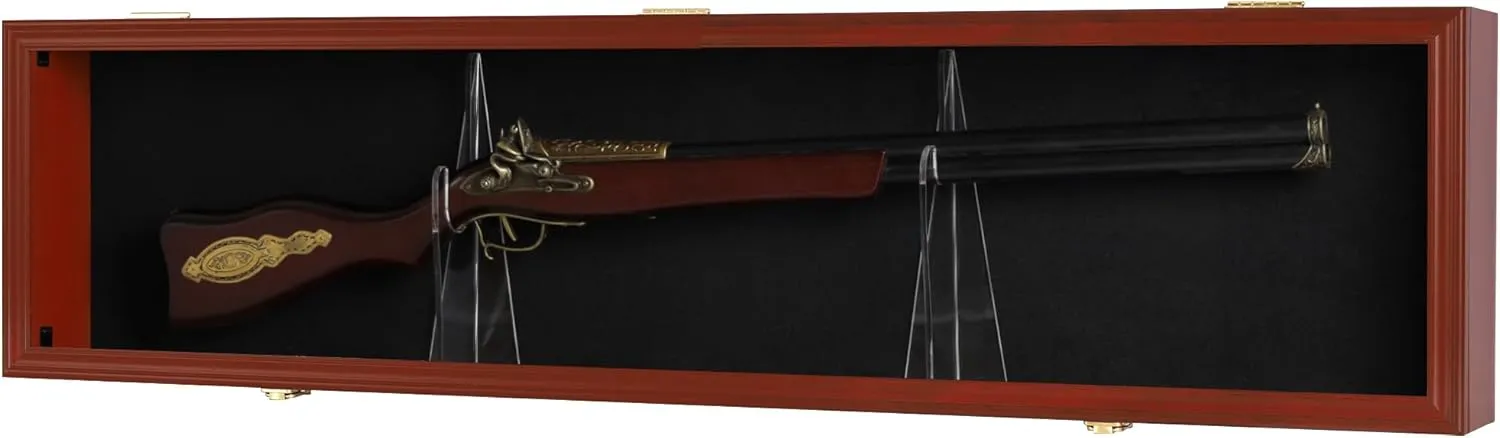 DisplayGifts 43" Rifle Shotgun Display Case Wall Mounted Rack Gun Storage Cabinet UV Protection Metal Bracket Lockable