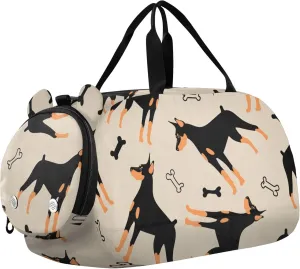 Doberman Dogs Bones Sports Duffle Bag for Girls Boys Kids, Gym Bag with Shoe Compartment, Kids Travel Overnight Weekender Shoulder Bag