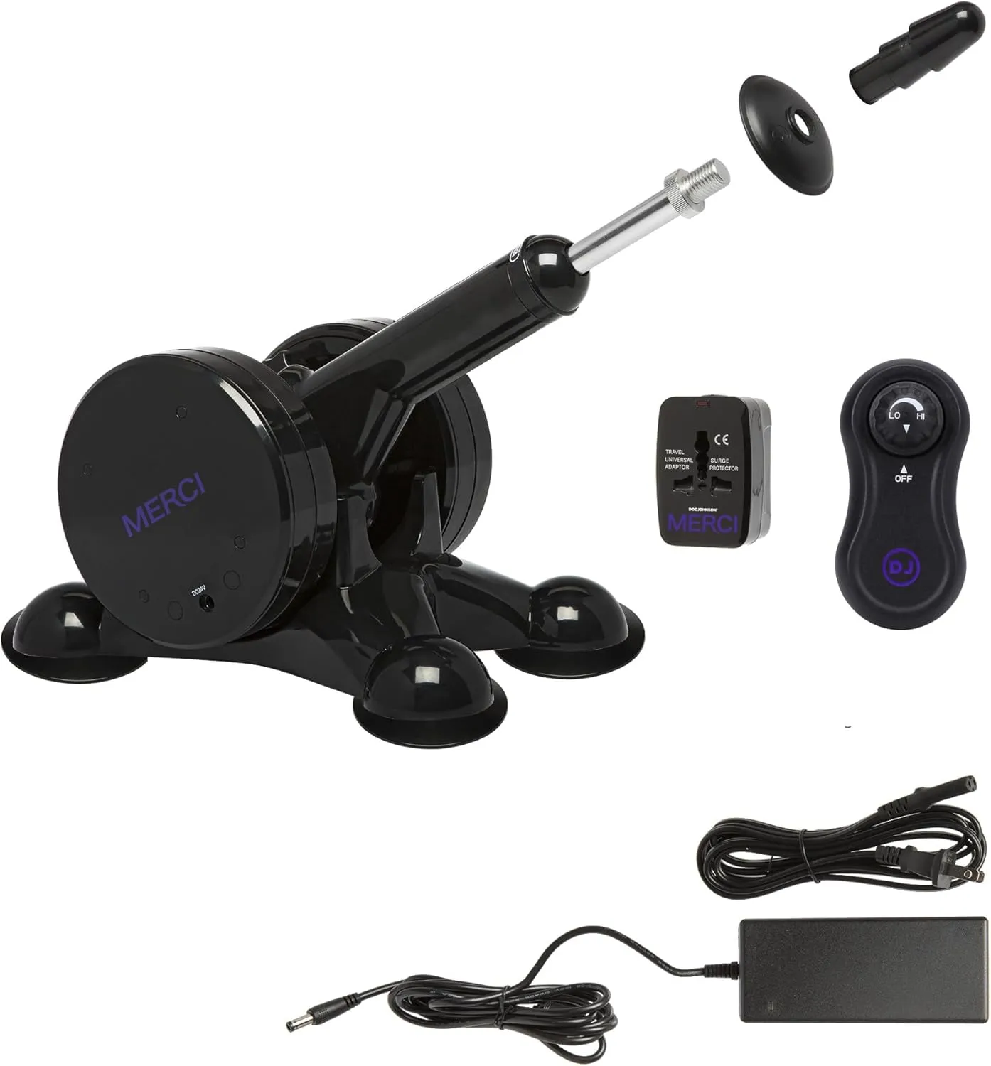 Doc Johnson Merci - Power Banger - F-Machine with Wireless Remote - Compatible with All Vac-U-Lock Dildos - Powerful Multi-Speed Thrusts - for Adults Only, Black, Violet