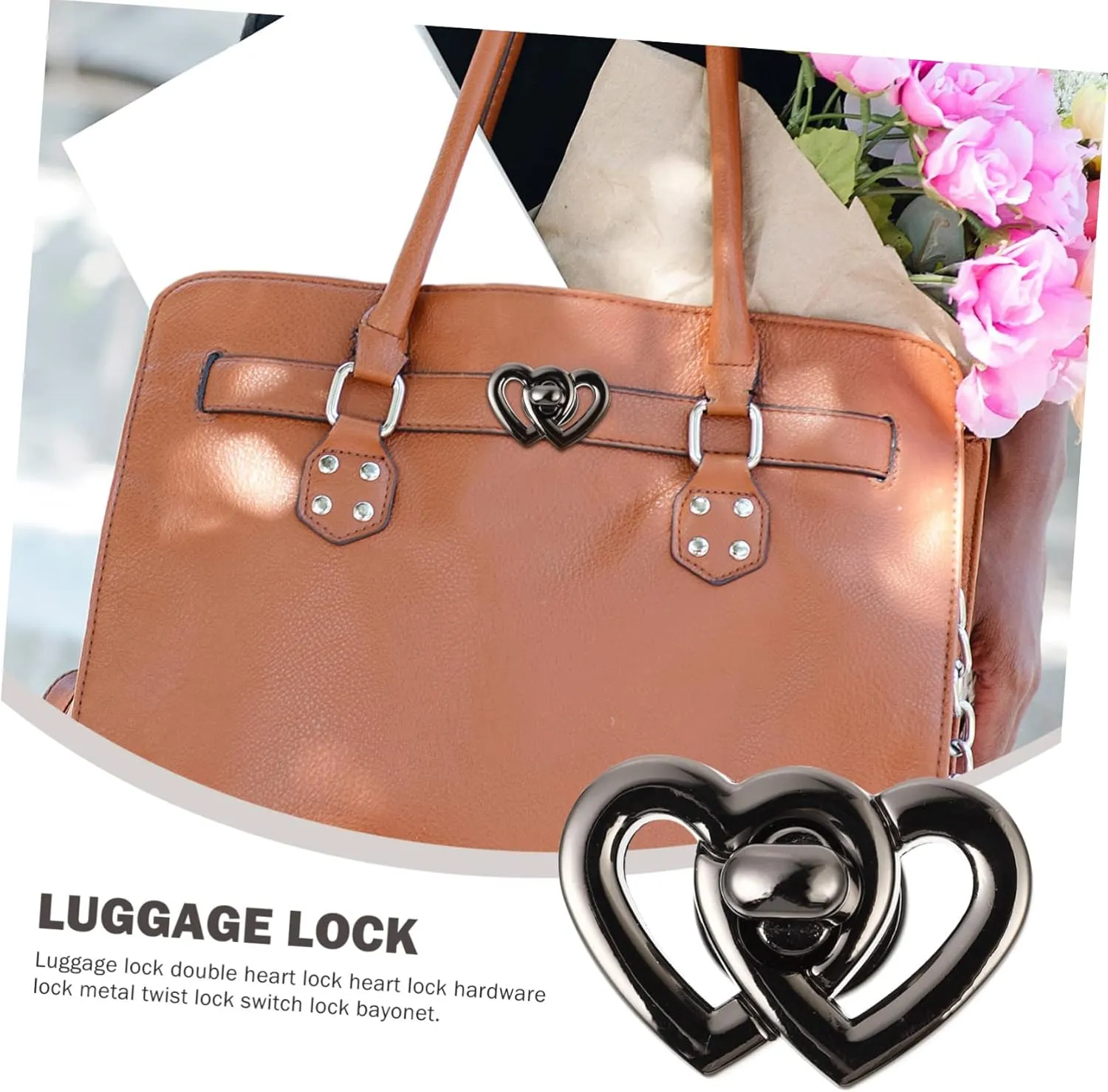 DOITOOL 2sets Metal Handbag Turn Locks Heart Shape Handbag Locks Mini Buckle DIY Accessories Strong for Long Use 4pcs*2