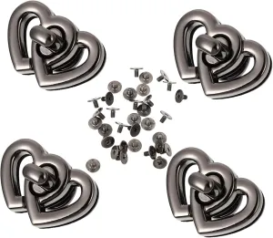 DOITOOL 2sets Metal Handbag Turn Locks Heart Shape Handbag Locks Mini Buckle DIY Accessories Strong for Long Use 4pcs*2