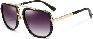 Dollger Oversized Square Aviator Sunglasses for Men Pilot Shades Gold Frame Retro Sun Glasses