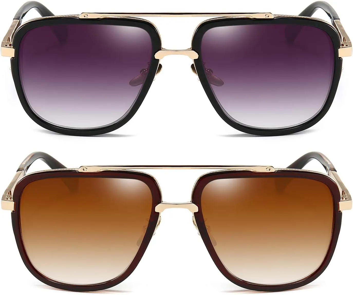 Dollger Oversized Square Aviator Sunglasses for Men Pilot Shades Gold Frame Retro Sun Glasses