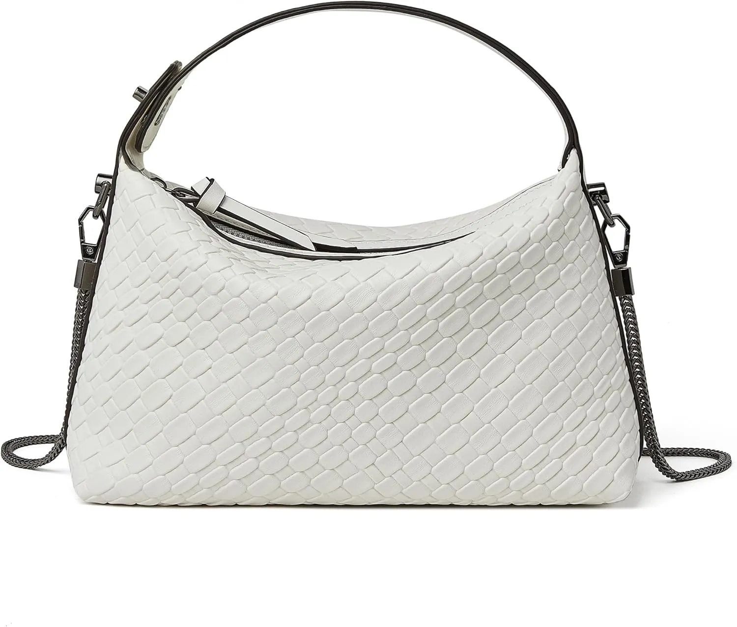 DORIS&JACKY Small Hand Tote Handbag For Women Designer Vegan Top Handle Crossbody Purse With Metal Chain Strap