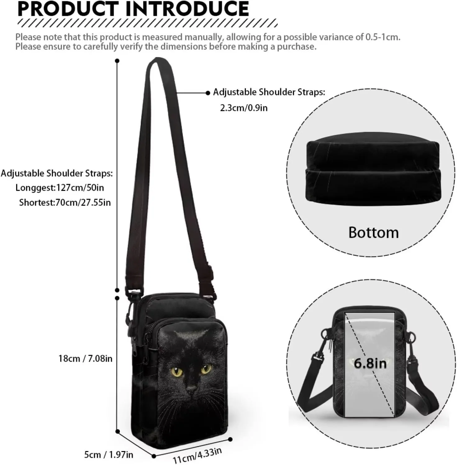 Double Layer Mini Crossbody Bag, Satchel Bags Handbag for Women Men