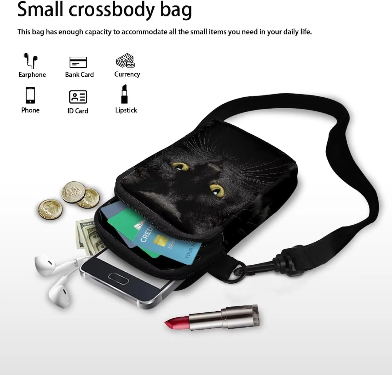 Double Layer Mini Crossbody Bag, Satchel Bags Handbag for Women Men