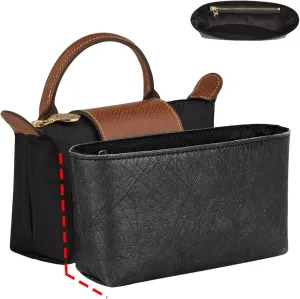 Doxo Upgraded Bag Organizer Insert Compatible with Longchamp Mini and More, Lightweight Waterproof DupontPaper Mini Longchamp Organizer Insert, Keeps Handbags Neat(Black,XS)