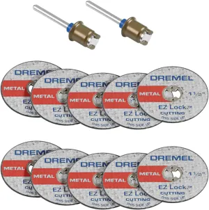 Dremel EZ406-02, EZ - Lock Starter Kit, 1 1/2-Inch (38.1 mm) Wheel Diameter, 5 Piece Fiberglass Reinforced Cut-Off Wheels and EZ402 Mandrel Included, Rotary Tool Cutting Disc Accessories - Pack of 2