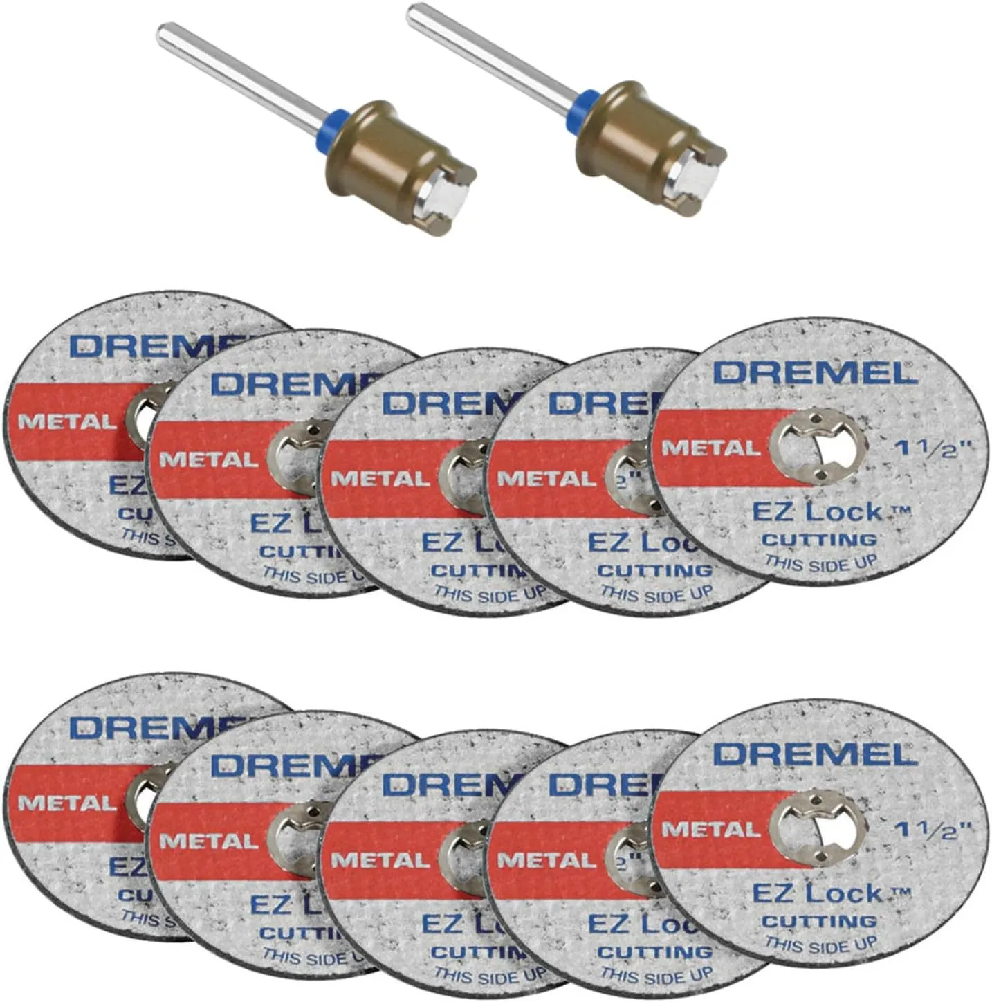 Dremel EZ406-02, EZ - Lock Starter Kit, 1 1/2-Inch (38.1 mm) Wheel Diameter, 5 Piece Fiberglass Reinforced Cut-Off Wheels and EZ402 Mandrel Included, Rotary Tool Cutting Disc Accessories - Pack of 2